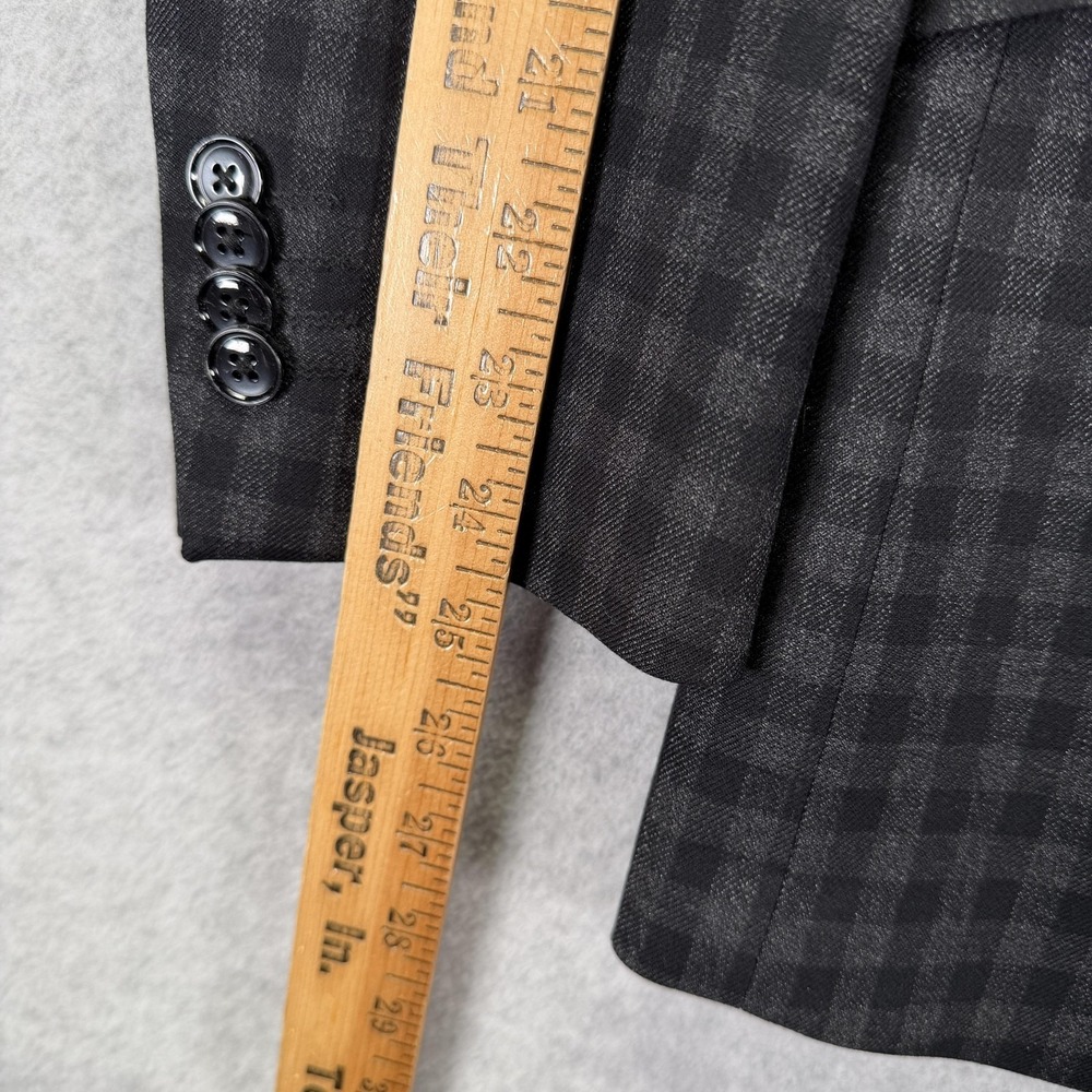 Dobell Blazer Mens 38R Gray Check Slim Fit 2 Button Suit Jacket Notch Lapel - Picture 3 of 11